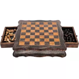 Шахматы из тонированной карельской березы "Фигурные"